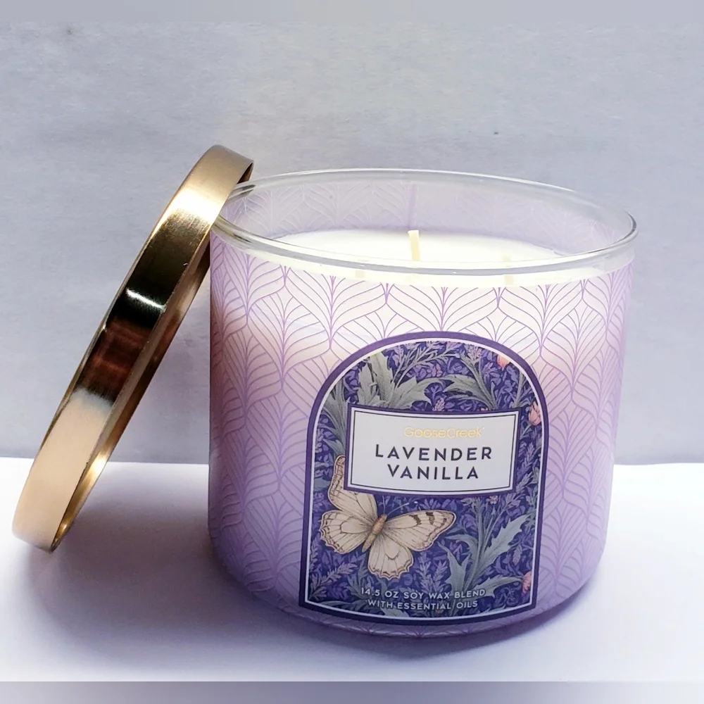 Goose Creek LAVENDER VANILLA Large 3-Wick Scented Candle, 14.5 oz